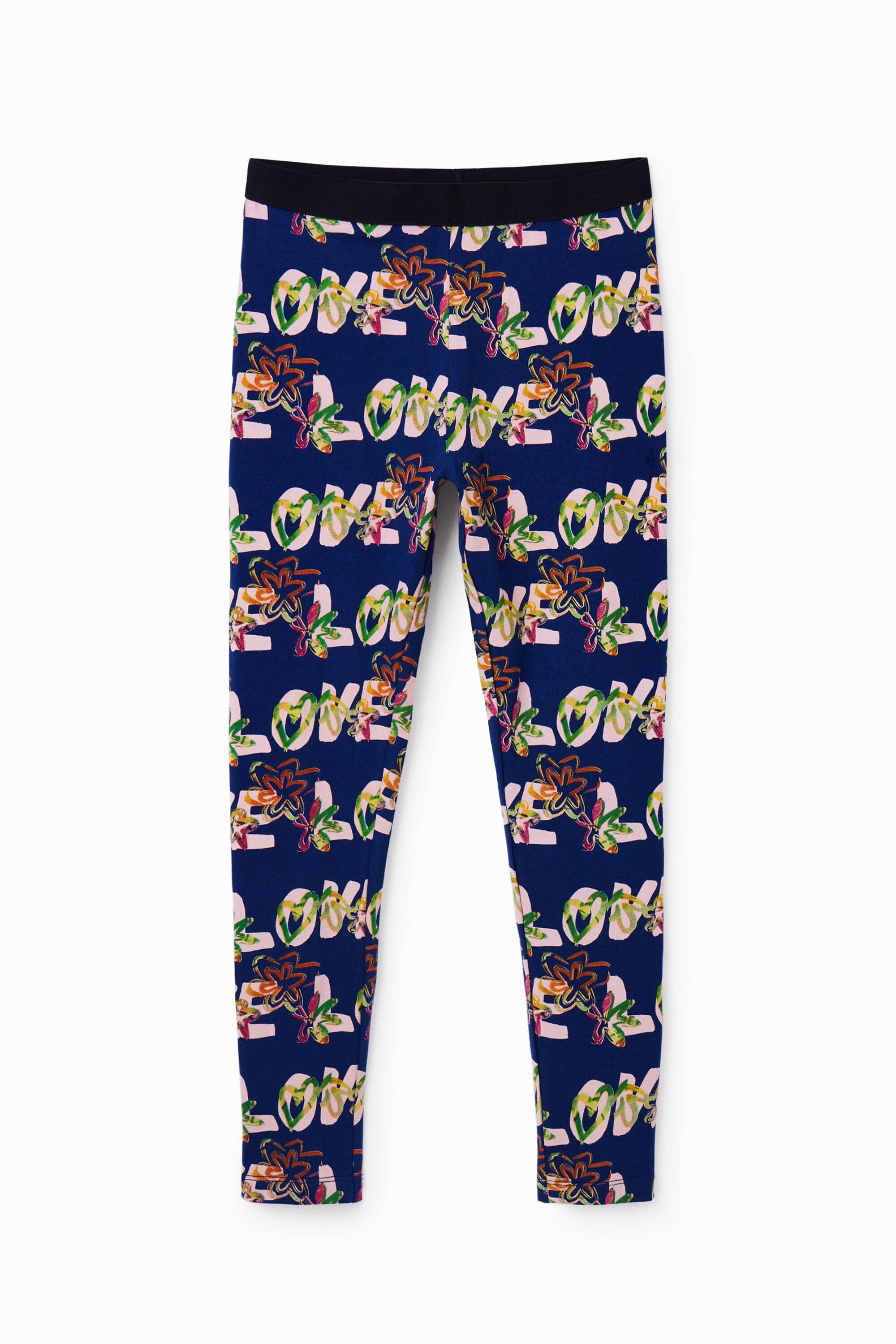 Desigual, Love flower leggings, Cotton, Blue, M