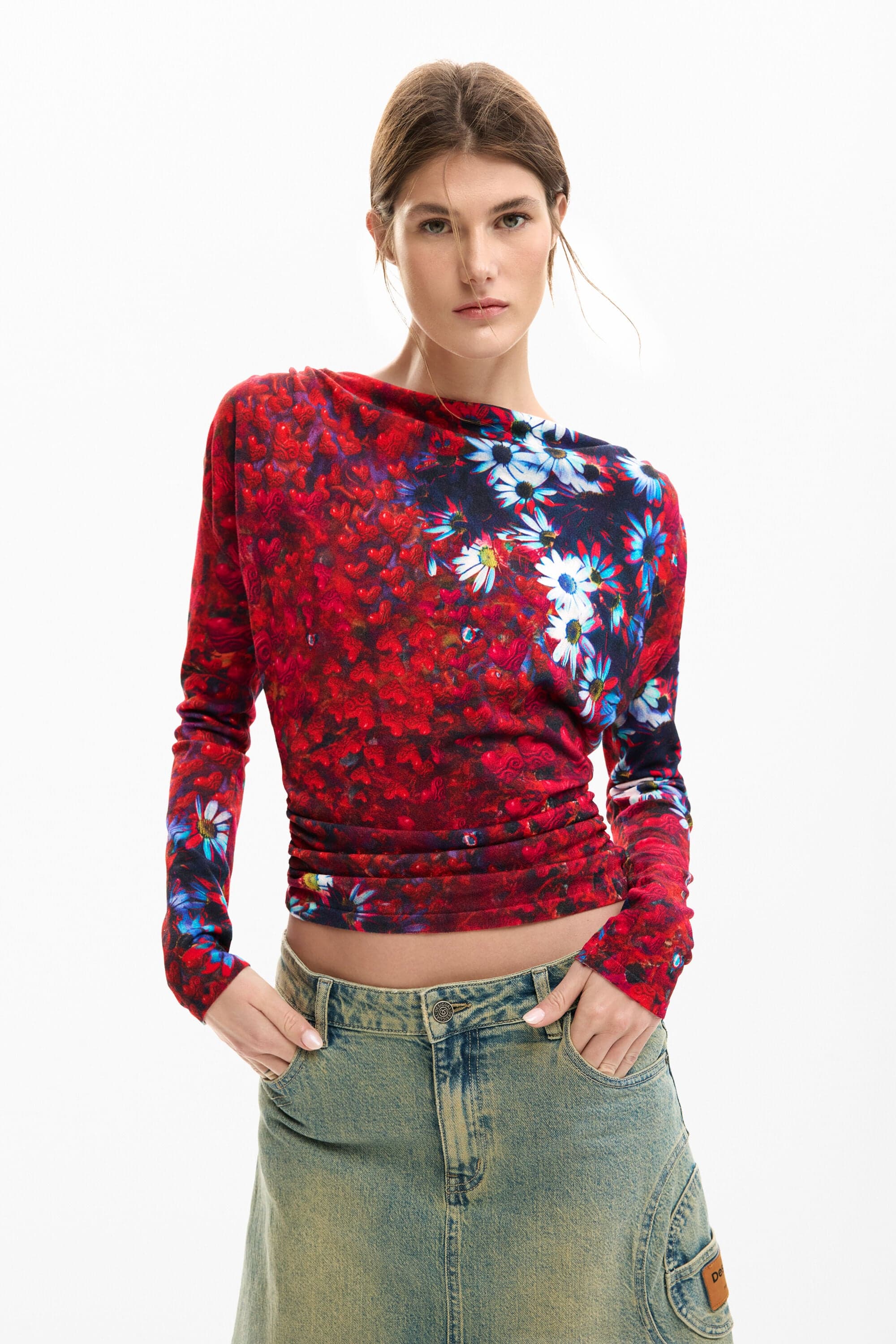 Desigual, Thin daisy sweater, Women, Red, L