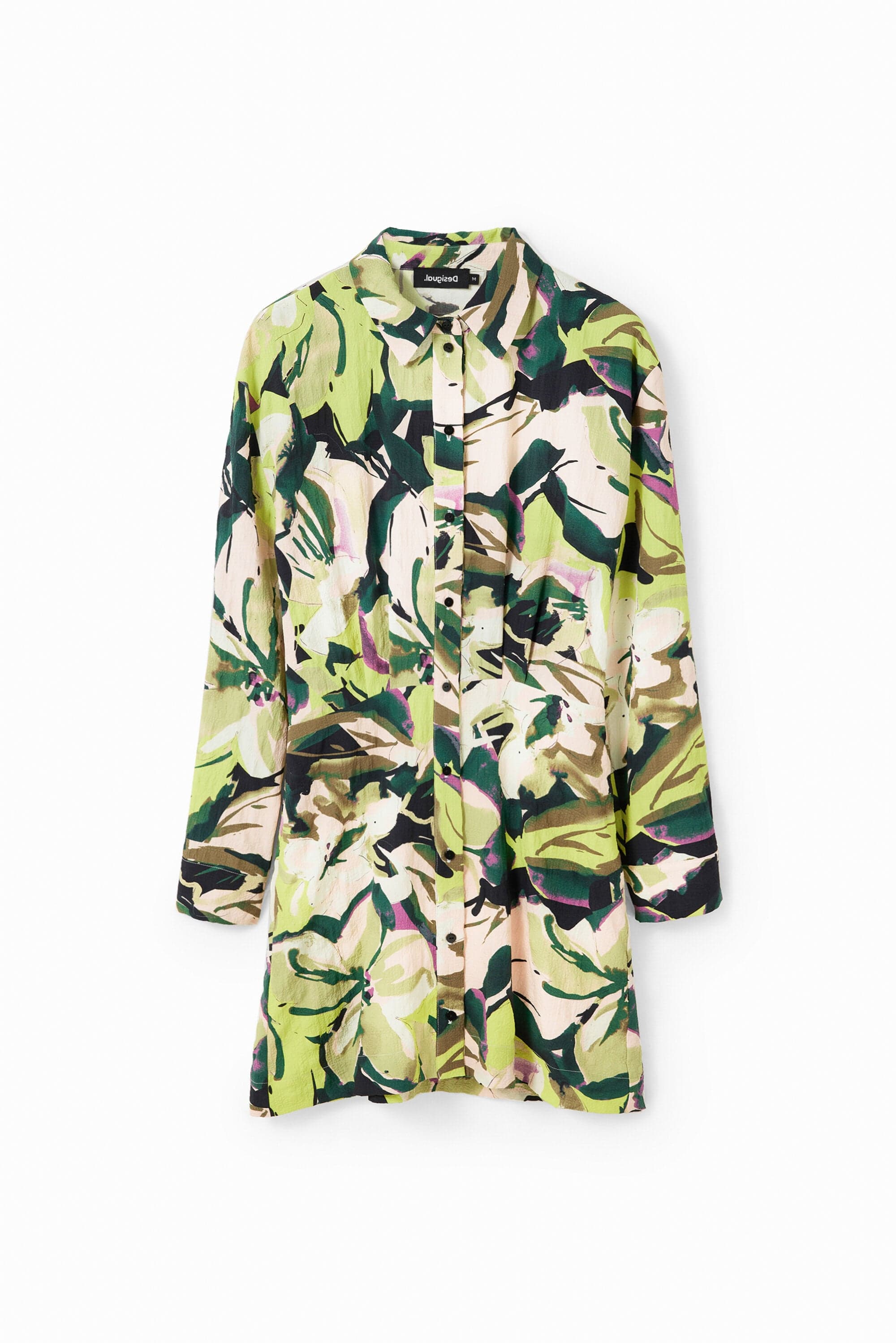 Desigual, Short floral shirt dress, Polyester, White, L