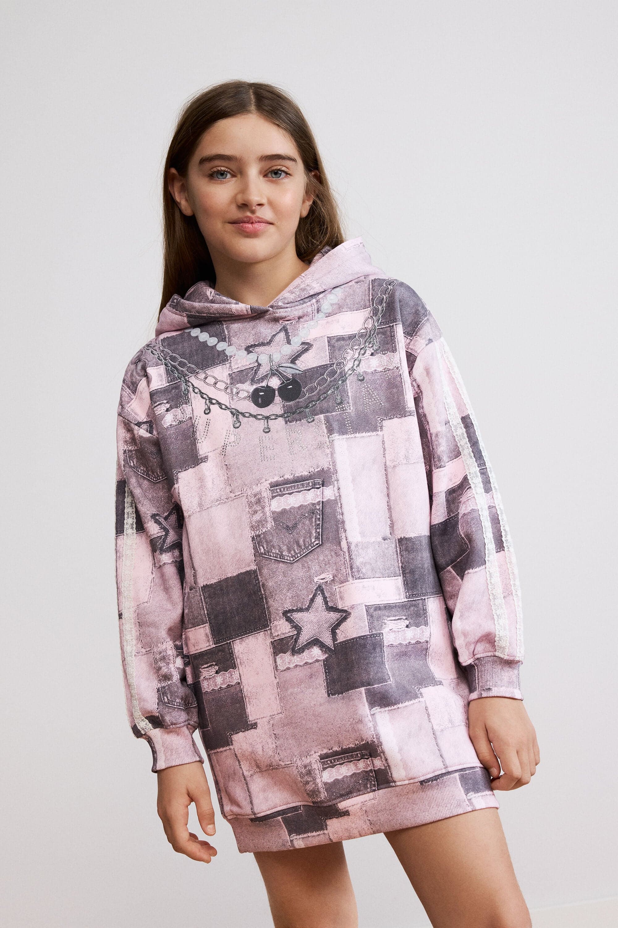 Desigual, Star sweatshirt dress, Kids, Cotton, Red, 9/10