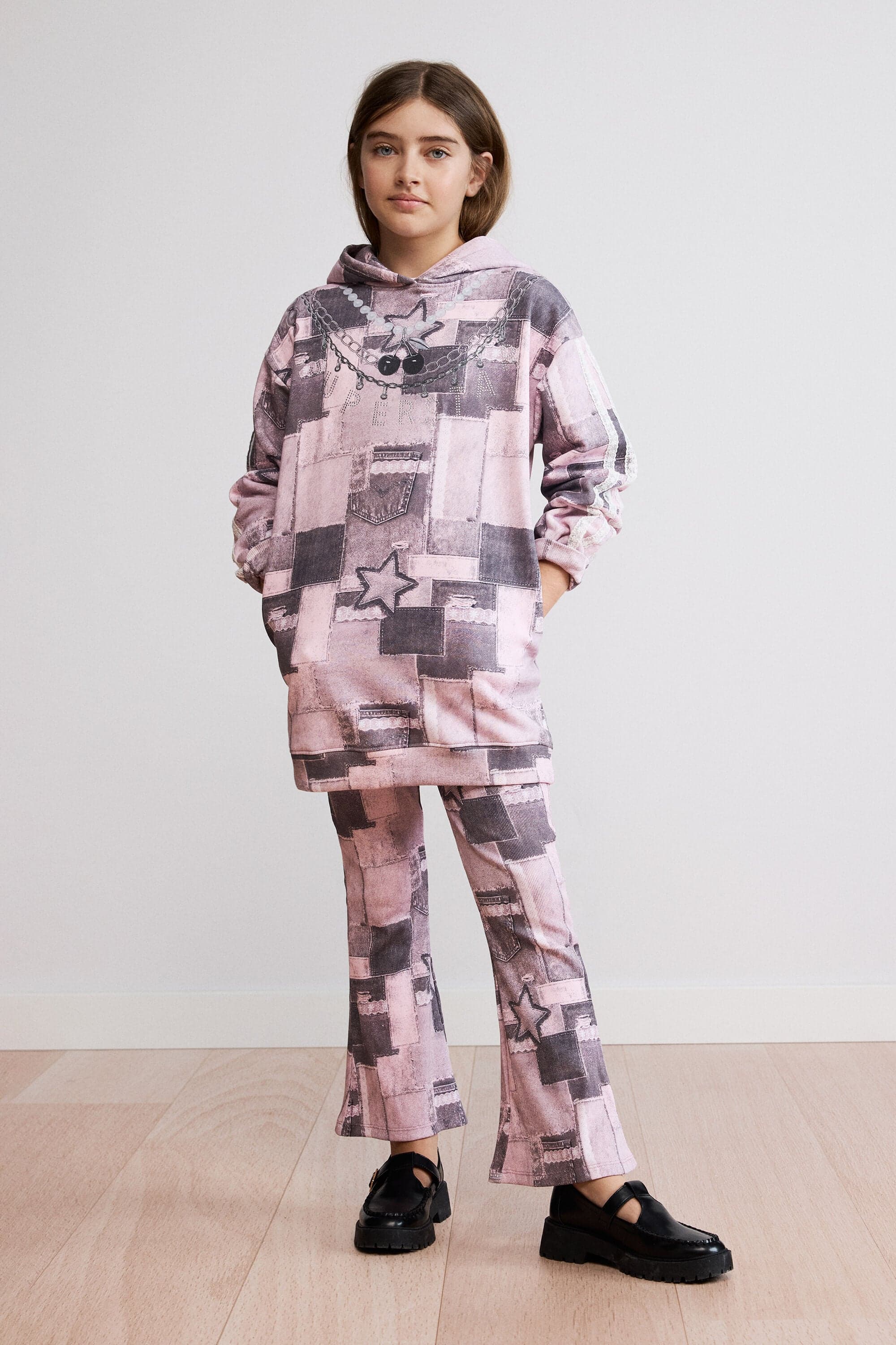 Desigual, Vestido moletom estrela, Infantil, AlgodàO, Vermelho, 13/14