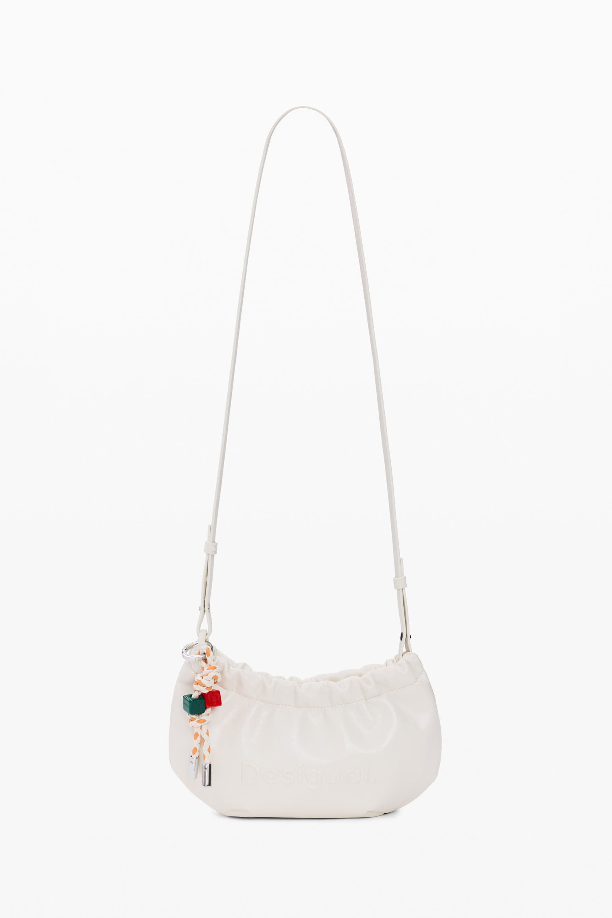 Desigual, Carteira grande tiracolo com charms, Mulher, Poliuretano, Branco, U