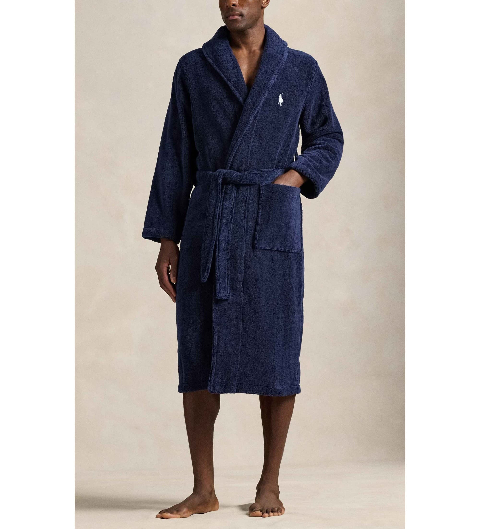Polo Ralph Lauren for man. 714853990001 Navy cotton terry dressing gown (S-M), Homewear