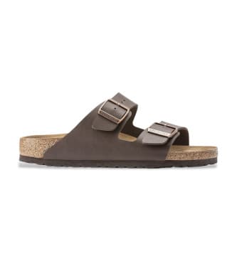 Birkenstock unisex. 51703 Sandálias Arizona Birko Flor em pele castanha (41), Couro, Marrom, Plano, Nenhum, Casual