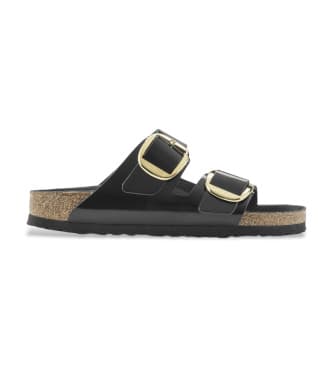 Birkenstock para mulher. 1021476 Sandálias de Couro Arizona Big Buckle (Ajuste Estreito) preto (42), Plano, Nenhum, Casual