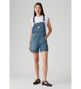 Levi's para mulher. 001UY-0011 Jardineiras curtas utilitárias azuis (L), Azul, Casual, Algodão, Denim