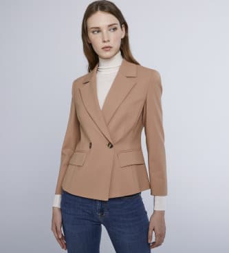 Marella para mulher. 2423046101200 Blazer temático castanho (38), Marrom, Casual, Sapatos de Festa, Clássico, Poliéster