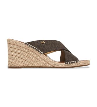 Michael Kors para mulher. 40R6KZMS1B Sandálias Kenzie castanhas (40), Marrom, 3 a 5cm, Nenhum, Casual
