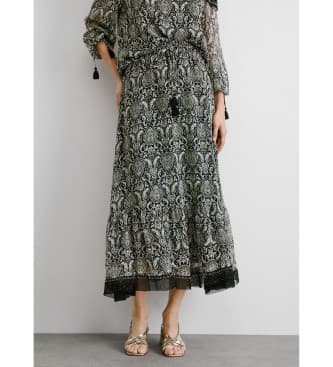 Pepe Jeans para mulher. PL901213 Saia midi em tecido de chiffon Earn preto (XS), Casual, Poliéster