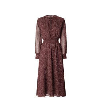 Pepe Jeans para mulher. PL9537757 Vestido Mariette Lotus vermelho (S), Casual, Poliéster, Manga comprida