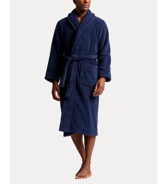 Polo Ralph Lauren para homem. 714965518002 Roupão em tecido felpudo de algodão com logótipo da marinha (L-XL), Homewear, Marinho
