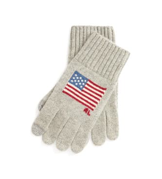 Polo Ralph Lauren para mulher. 449P02045002 Luvas com bandeira cinzenta (OSFA), Casual, Cinza, Lã