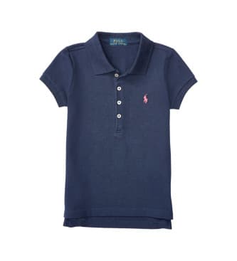 Polo Ralph Lauren para menina. 312573242008 Pólo em piqué elástico azul-marinho (6años= 117/123cm), Casual, Algodão, Manga curta, moda infan