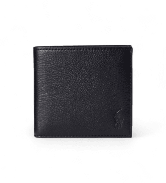 Polo Ralph Lauren unisex. 405914235002 Carteira de couro preto granulado (OSFA), Casual, Clássico, Pele