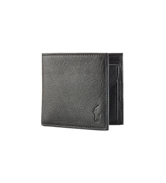 Polo Ralph Lauren para homem. 405914235002 Carteira em pele Pebble preta (OSFA), Preto, Casual, Clássico