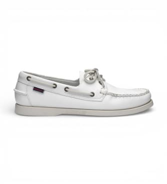 Sebago para homem. 7000H00 Docksides sapatos de barco em pele Portland branco (43), Couro, Plano, Cordão, Casual