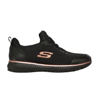 Skechers para mulher. 77222EC Tênis Work Slip-Resistant: Squad preto (38), Plano, Cordão, Casual, Esportivo