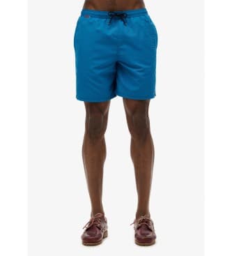 Superdry para homem. M3010246A Fato de banho bordado Premium 43,2 cm azul (M), Beachwear, Polister Reciclado, Sustentável