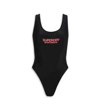 Superdry para mulher. W3010385A Fato de banho elástico com decote nas costas preto (XS), Beachwear, Polister Reciclado, Sustentável