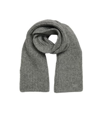 Superdry para mulher. W9310069A Cachecol de malha canelada cinzenta (OSFA), Casual, Cinza, Náilon
