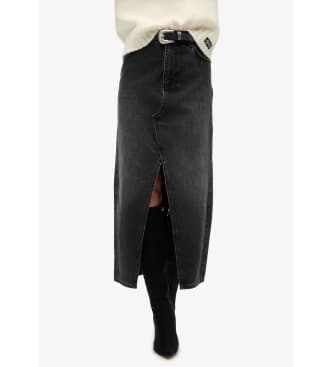 Superdry para mulher. W7210339A Saia maxi preta (28), Preto, Casual, Algodão, Denim