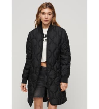 Superdry para mulher. W5011662A Studios casaco comprido preto (XL), Casual, Poliéster, Manga comprida