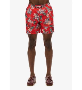 Superdry para homem. M3010242A Fato de banho havaiano vermelho (S), Beachwear, Polister Reciclado, Sustentável