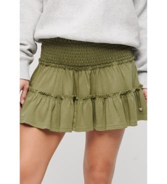 Superdry para mulher. W7210319A Minissaia de malha em camadas verde (XL), Casual, Algodão