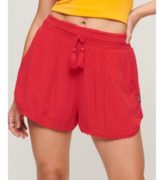 Superdry para mulher. W7110346A Calções de praia vintage vermelhos (S), Casual, Viscoso