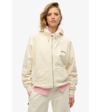 Superdry para mulher. W2012287A Camisola com capuz com logótipo Esssential bege com mangas raglan, fecho de correr e logótipo bege (M), Casu