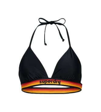 Superdry para mulher. W3010359A Top de biquíni triangular com logótipo vintage azul-marinho (XL), Beachwear, Polister Reciclado, Sustentável