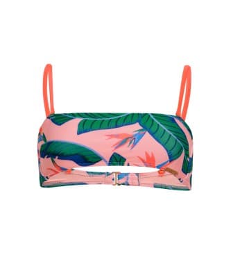Superdry para mulher. W3010398A Top de biquíni bandeau rosa tropical (XS), Beachwear, Polister Reciclado, Sustentável
