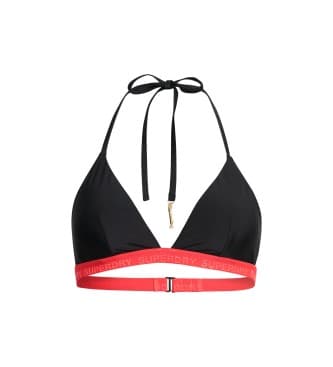 Superdry para mulher. W3010394A Top de biquíni triangular elástico preto (M), Beachwear, Polister Reciclado, Sustentável