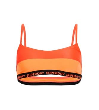 Superdry para mulher. W3010396A Top de biquíni elástico laranja (L), Beachwear, Polister Reciclado, Sustentável