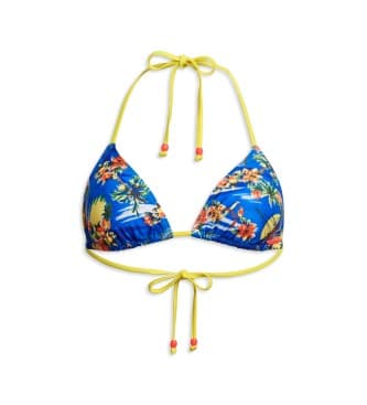 Superdry para mulher. W3010397A Top de biquíni triangular com alças azuis (XL), Azul, Beachwear, Polister Reciclado, Sustentável