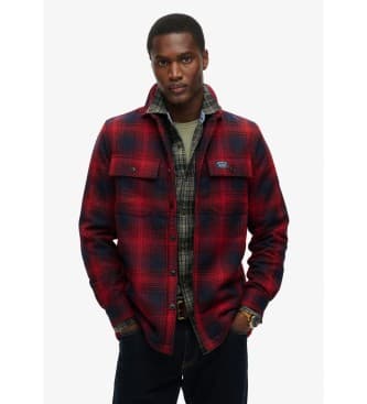Superdry para homem. M4010720A Camisola xadrez de lã com forro polar vermelho (M), Casual, Poliéster, Manga comprida