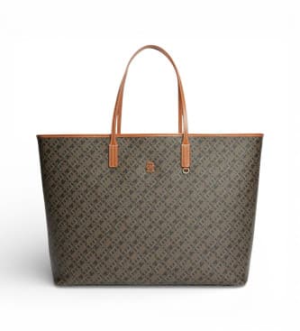 Tommy Hilfiger para mulher. AW0AW18850 Saco tote Monoplay preto, castanho (OSFA), Marrom, Casual, Poliuretano