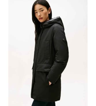 Tommy Hilfiger para mulher. WW0WW46533 Parka acolchoada com capuz em contraste preto (S), Casual, Náilon, Manga comprida