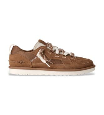 UGG para homem. 1177035 Sapatilhas de couro castanhas Minimel (45), Marrom, Plano, Camurça, Cordão, Casual