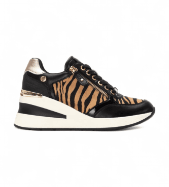 Xti para mulher. 14437802-CEBRA Ténis 144378 preto (41), 3 a 5cm, Zíper, Casual, Animal print