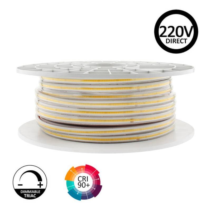 Fita led 220v cob 560led/m 16w/m corte 10cm 50 metros. regulável triac branco neutro. Loja Online LEDBOX. Fitas Led e Neon > Fitas Led 220V AC