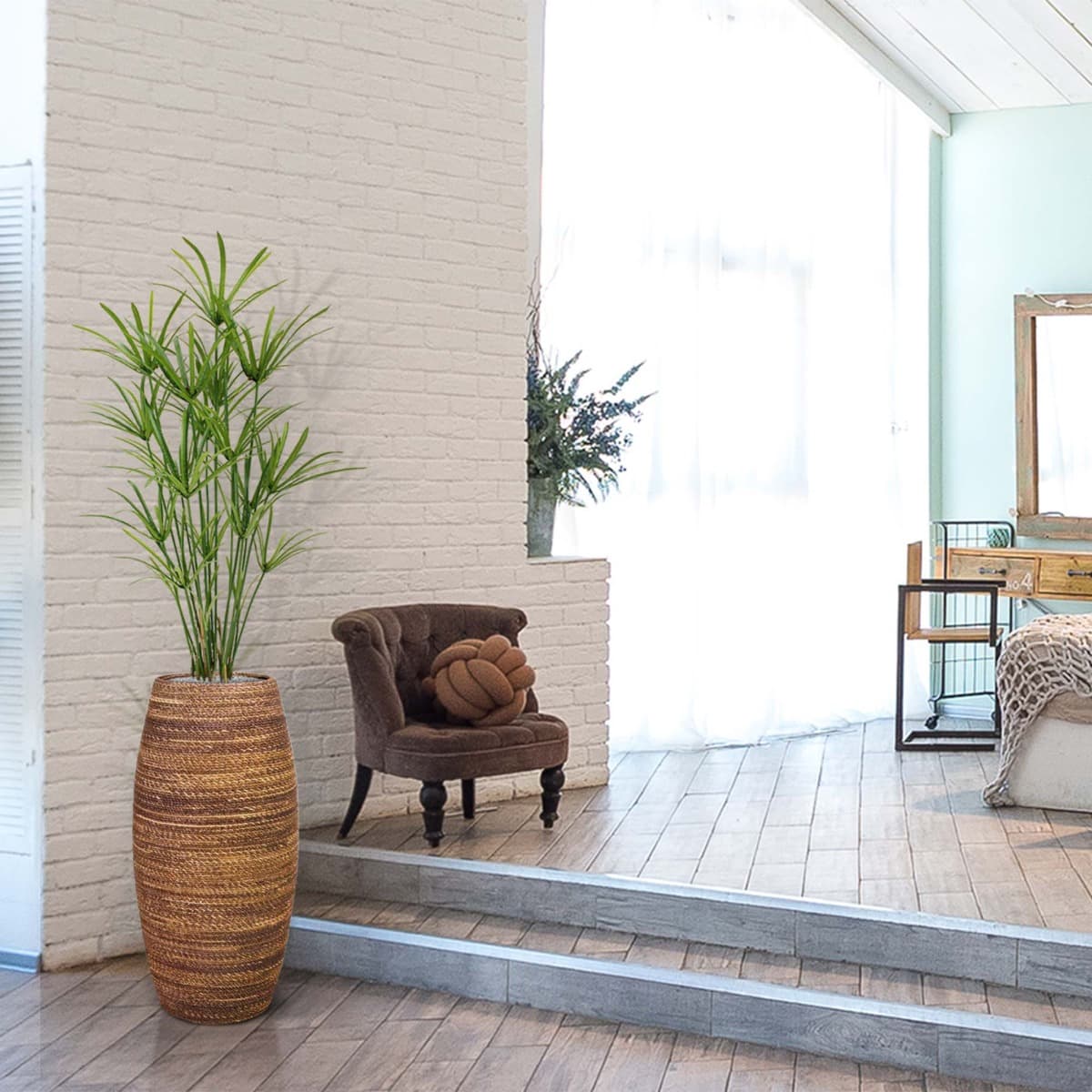 Papiro de luxo de planta artificial 135cm