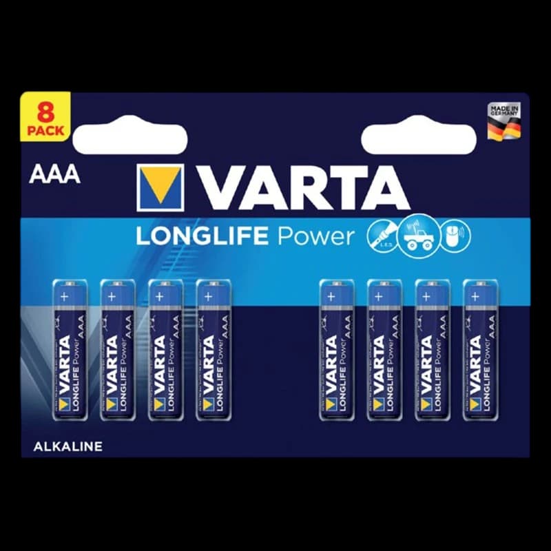Pack 8x Pilhas Varta AAA Long Life Power LR03