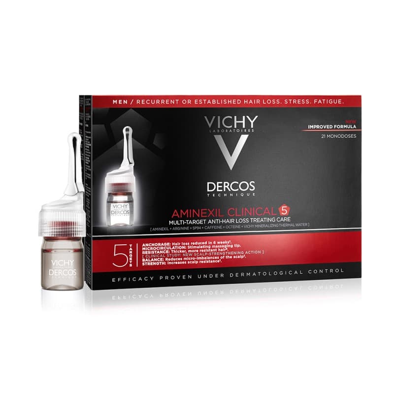 Vichy Dercos Aminexil Intensive 5 Rimedio per Capelli per Uomo 21 Fiale