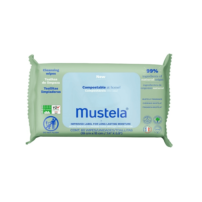 Mustela Salviette per Bambini Compostabili e Profumate 60 Pezzi
