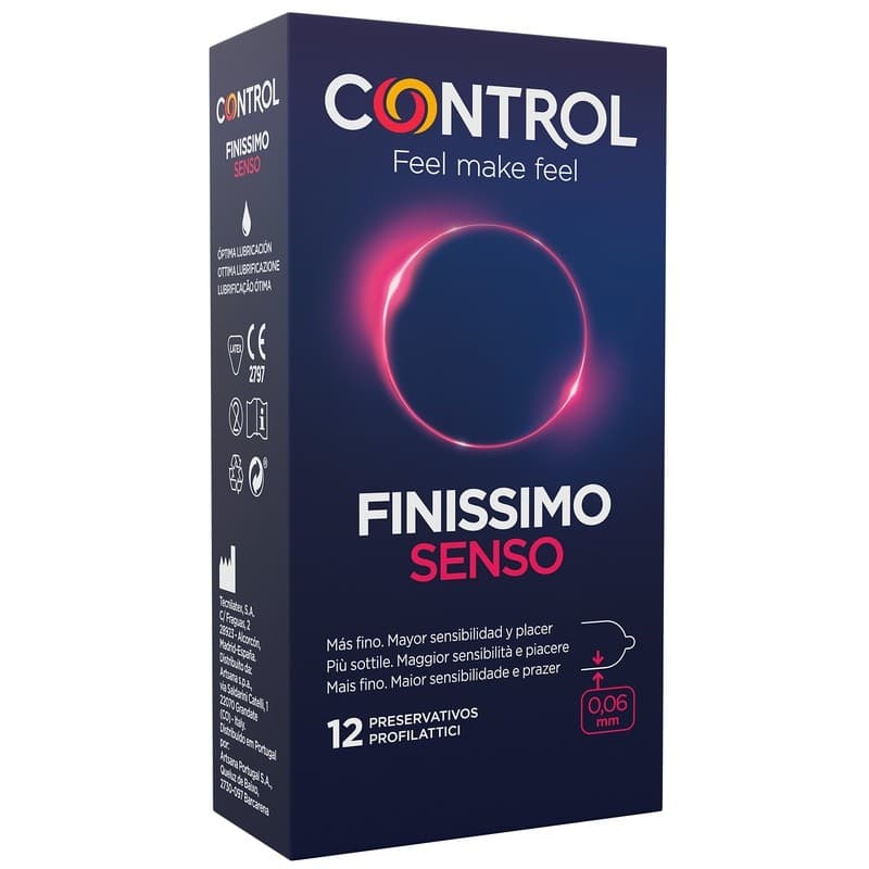 Control Finissimo Senso Preservativi Sottili per Maggiore Sensibilità 12 Pezzi