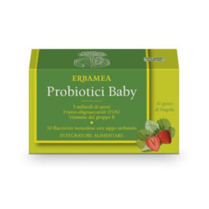 Erbamea Probiotici per Bambini 10 Miliardi Gusto Fragola 10 Flaconcini